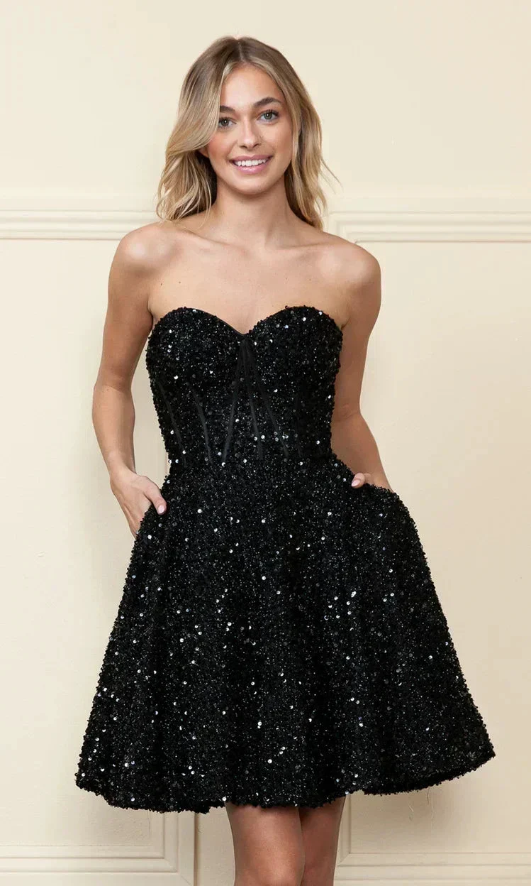 Strapless Sequin A-Line Homecoming Dress SYH86 - Image 4