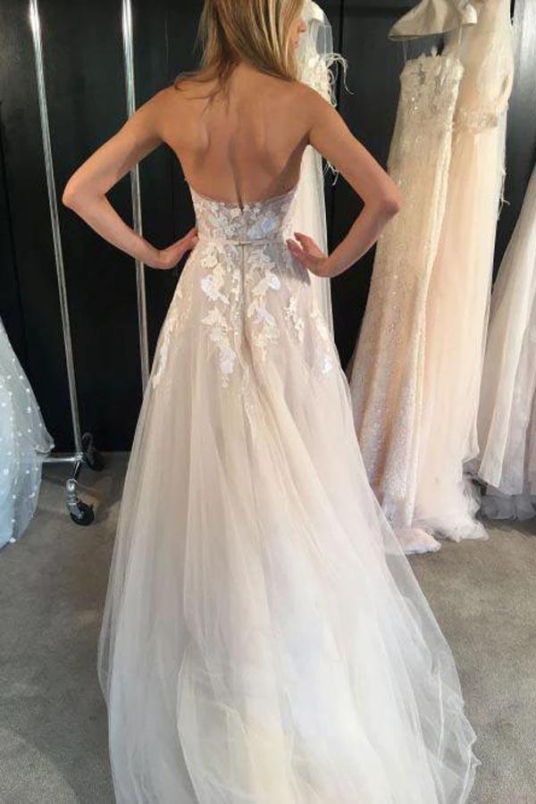 Strapless Sexy See Through Tulle Wedding Dresses with Sweetheart Neck   WD352 - Image 2
