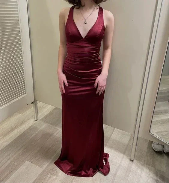 Strappy-Back Satin Evening Gown Charming Formal Gown Y2927 - Image 5