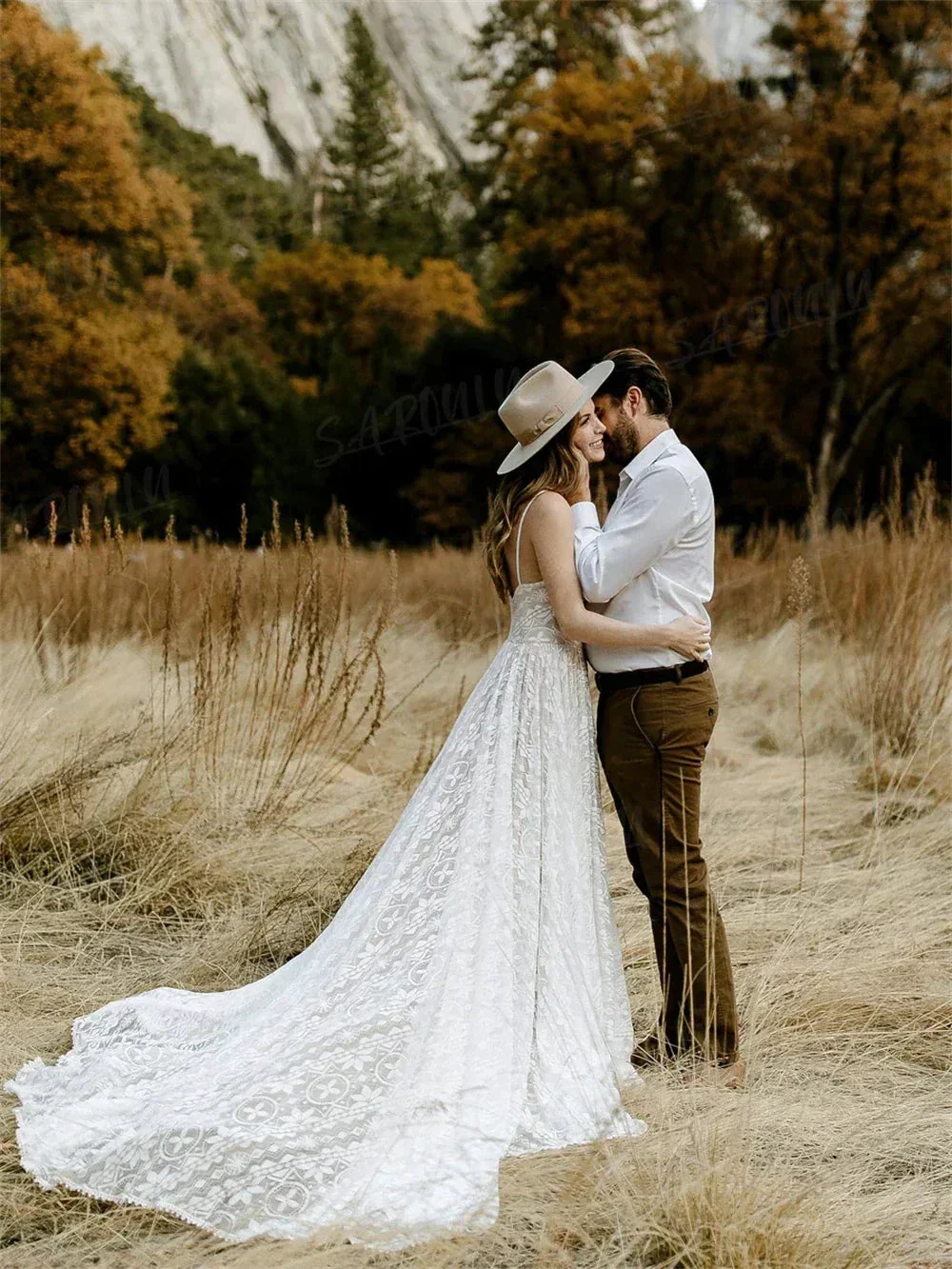 Straps Bohemian Wedding Dresses For Women Sleeveless V Neck A Line Beach Bride Dresses Romantic Boho Bridal Gown - Image 2
