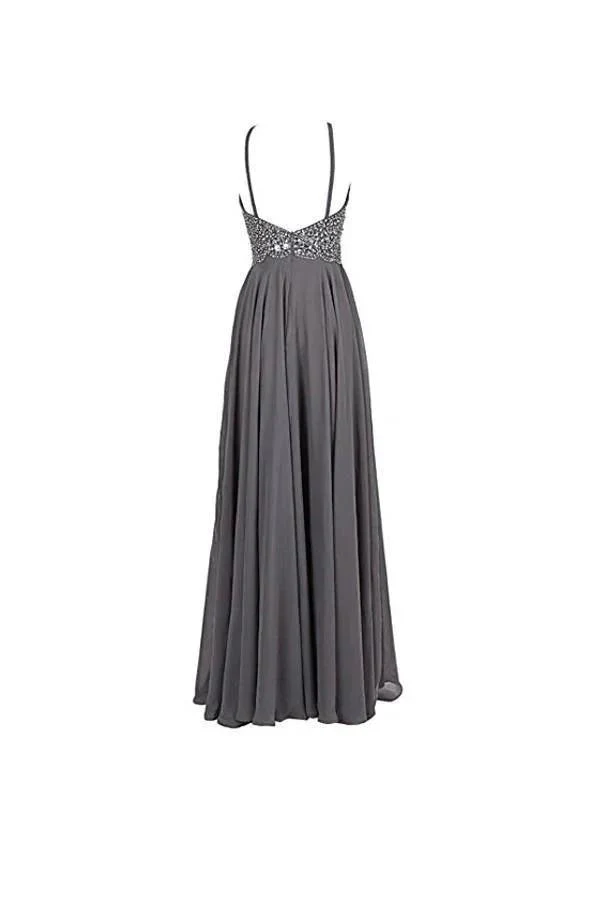 Straps Formal Gowns Beading Prom Evening Dresses Backless PG263 - Image 2