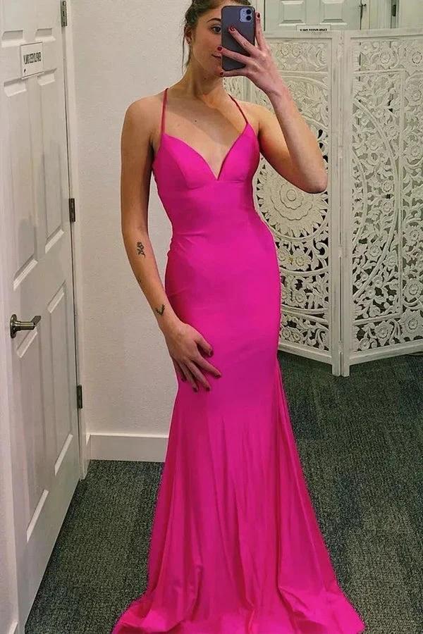 Straps Mermaid Simple Satin Light Blue Long Prom Dress PSK596 - Image 3
