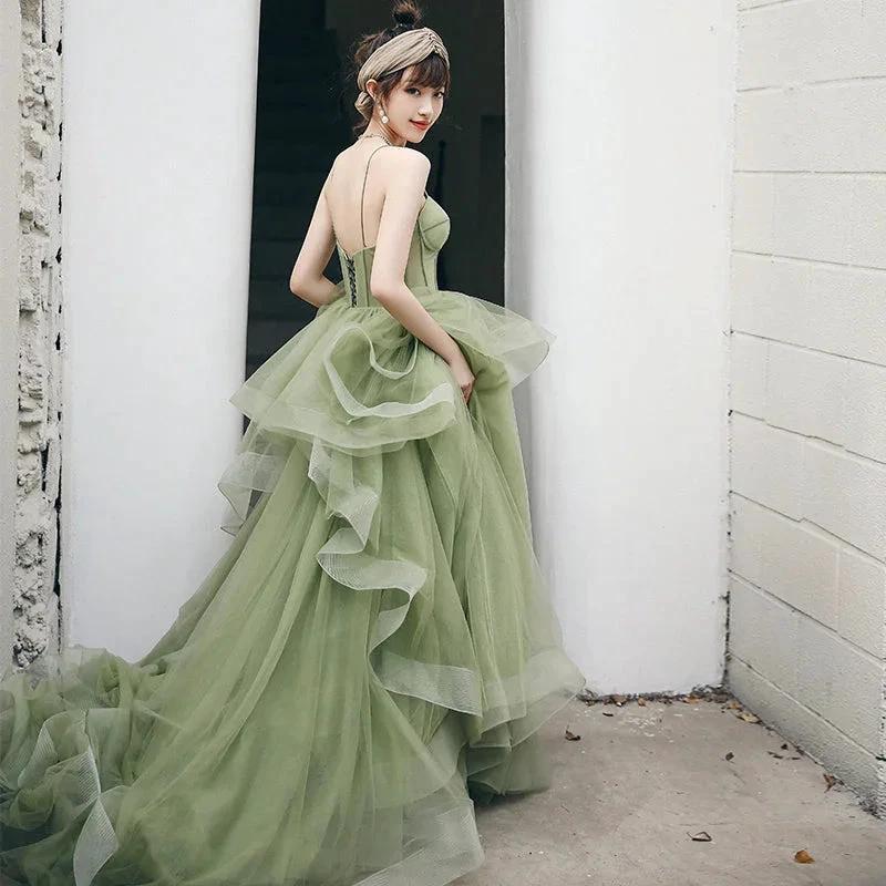 Straps sage green ball gown spring formal prom dress S21224 - Image 4