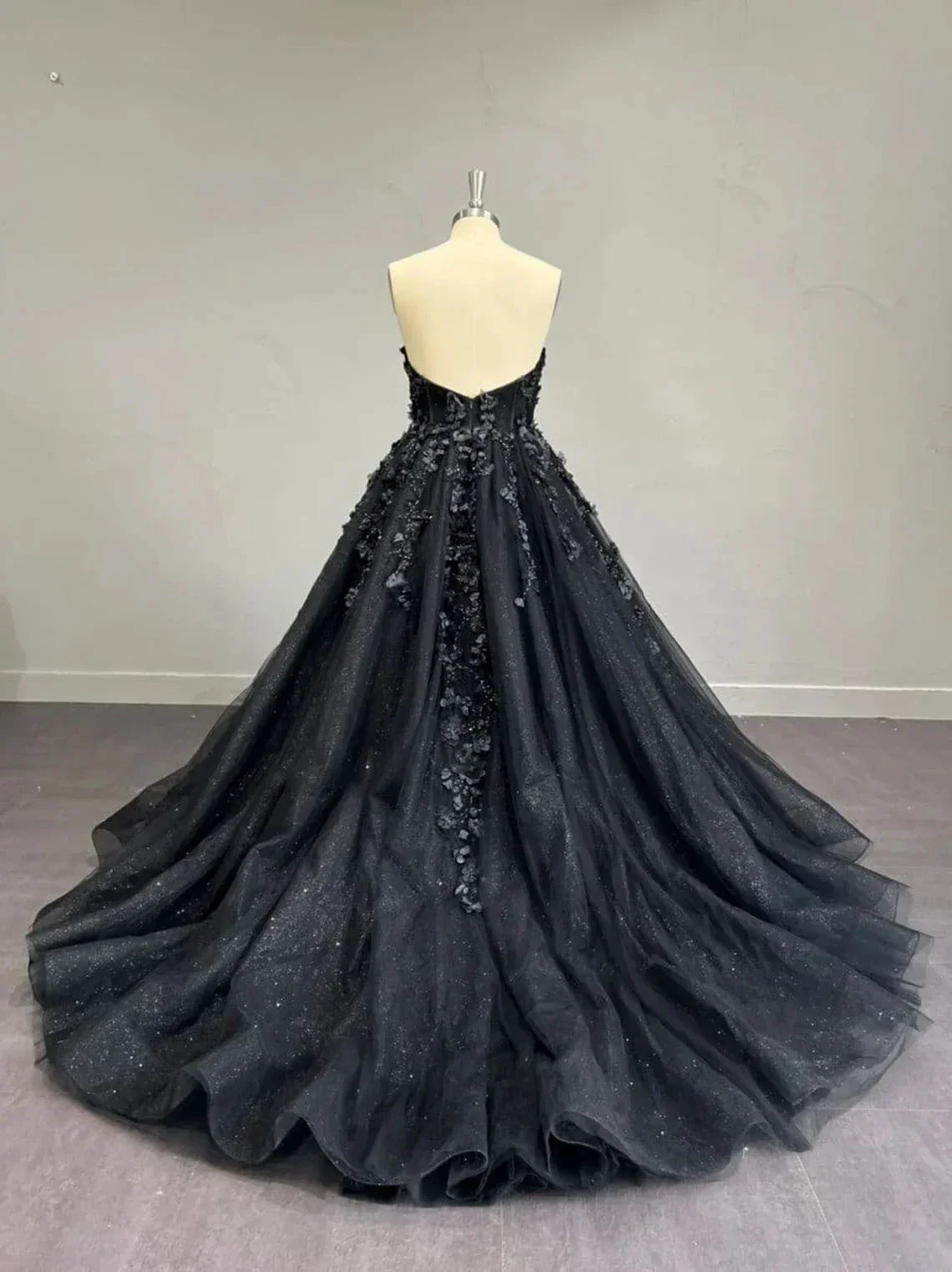 Stunning, Alternative Black Gown, Off The Shoulder Ball Gown Gothic Unconventional Wedding Dress,Y2477 - Image 4