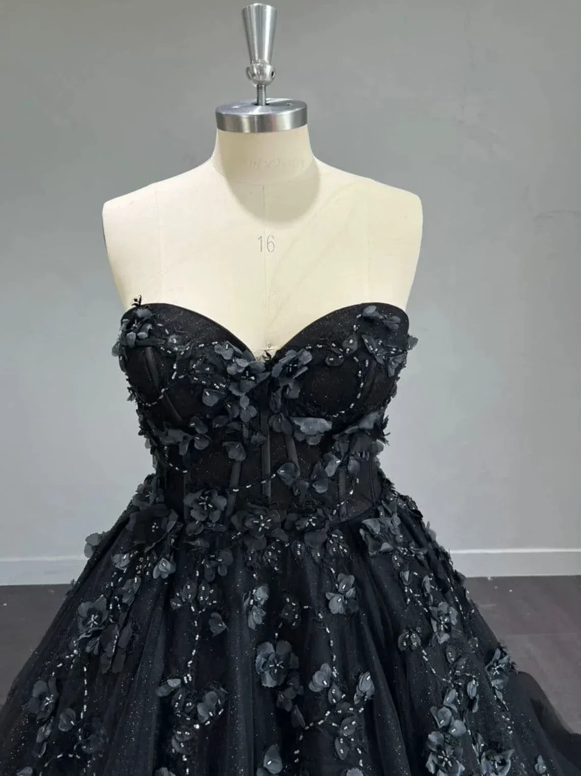 Stunning, Alternative Black Gown, Off The Shoulder Ball Gown Gothic Unconventional Wedding Dress,Y2477 - Image 6