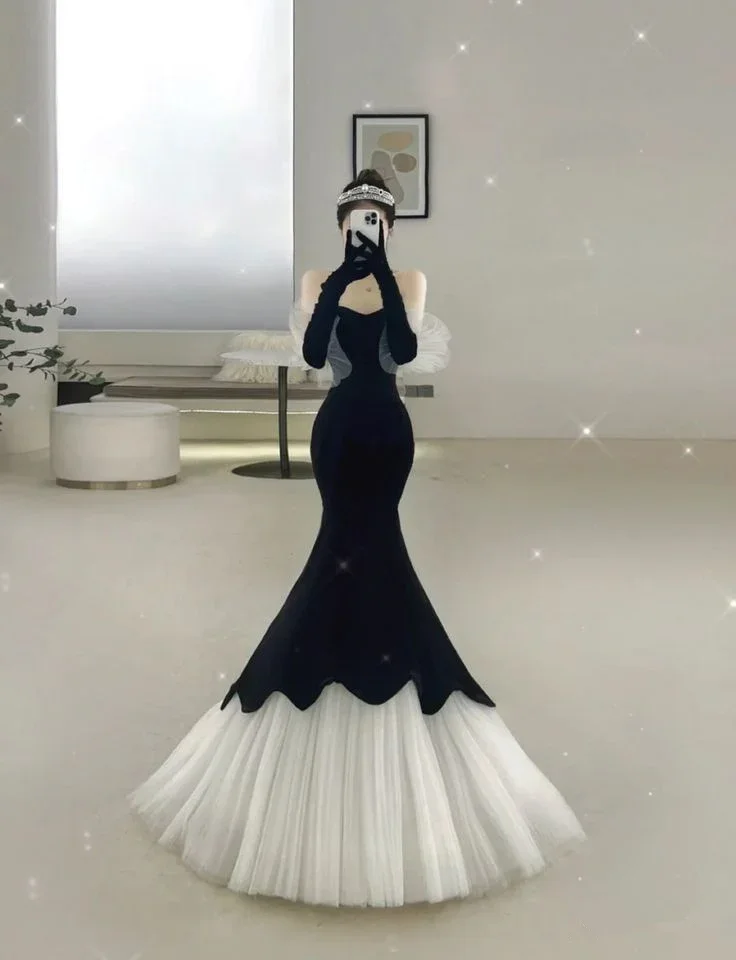 Stunning Black Mermaid Evening Dress Pageant Dress Y4555 - Image 2