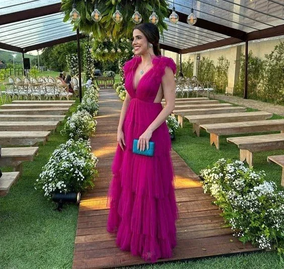 Stunning evening dresses long tulle elegant prom gown for women Y5052 - Image 2