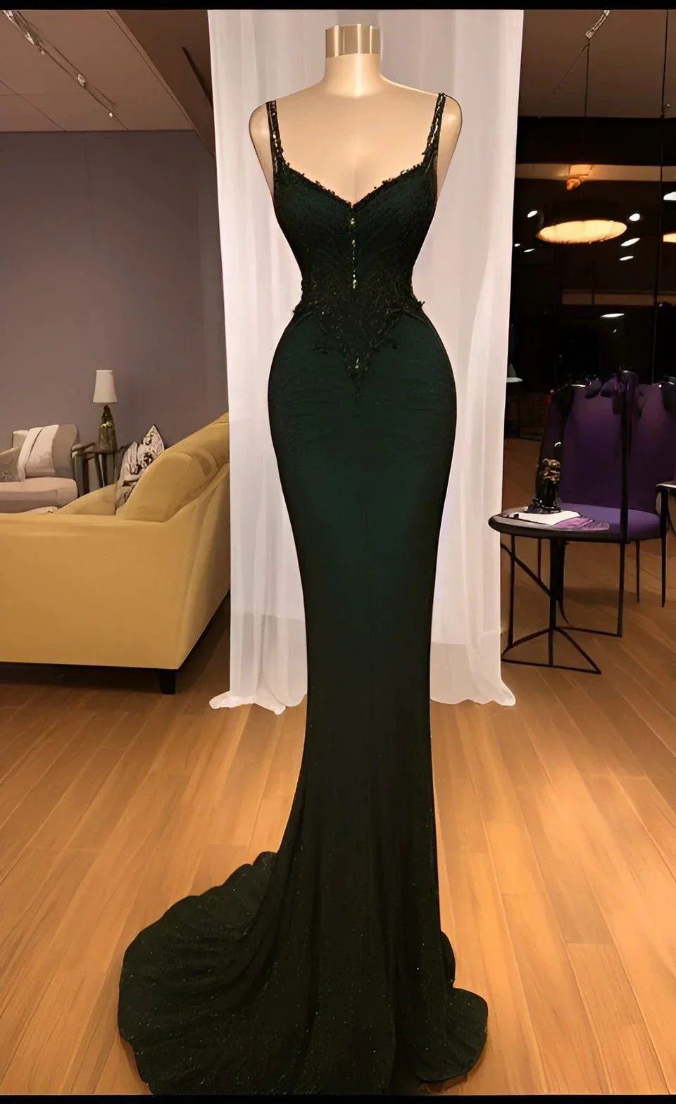 Stunning Green Mermaid Evening Dress,Pageant Dress Y4213 - Image 2