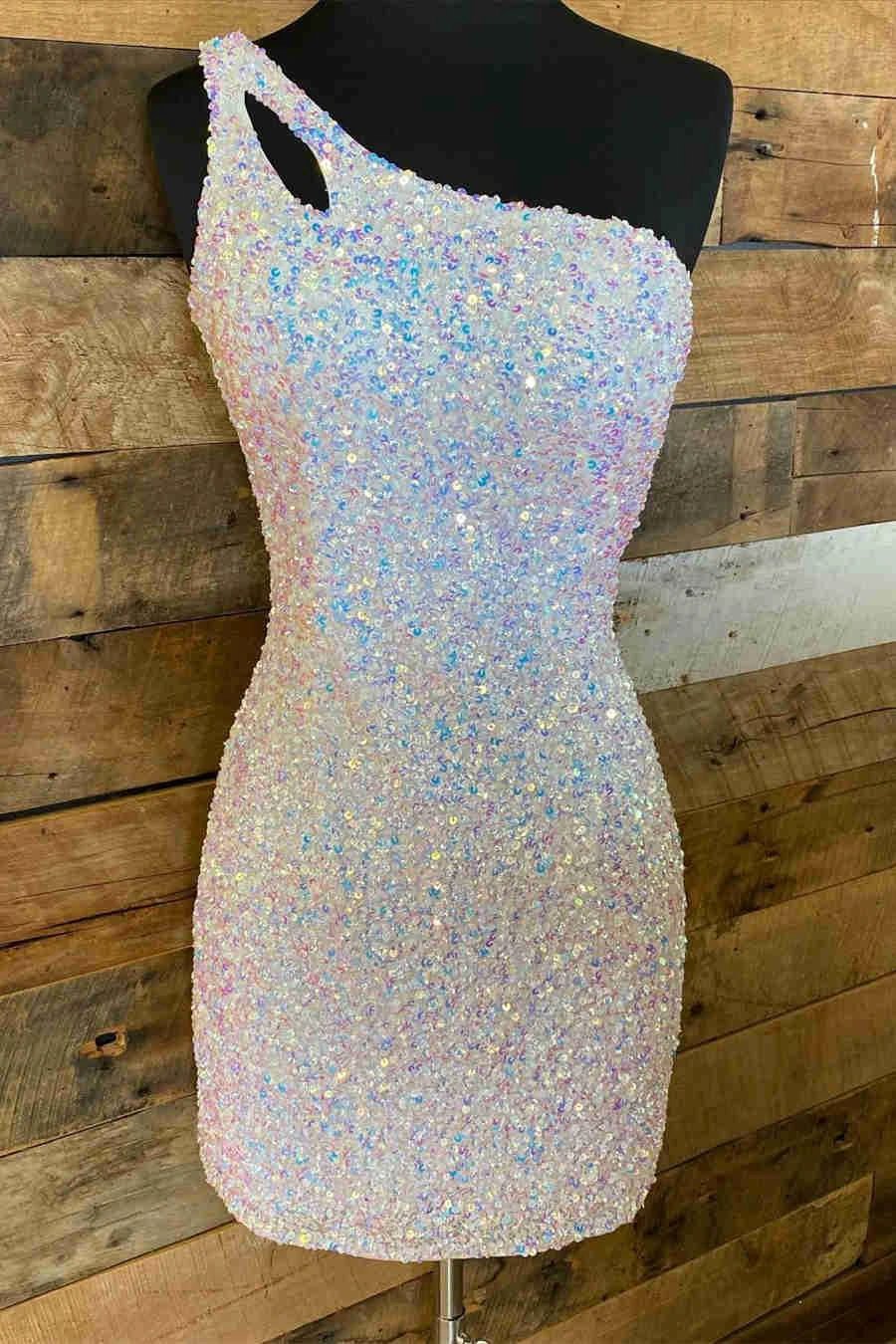 Stunning Hot Pink Sequins Homecoming Dress SYH19 - Image 3