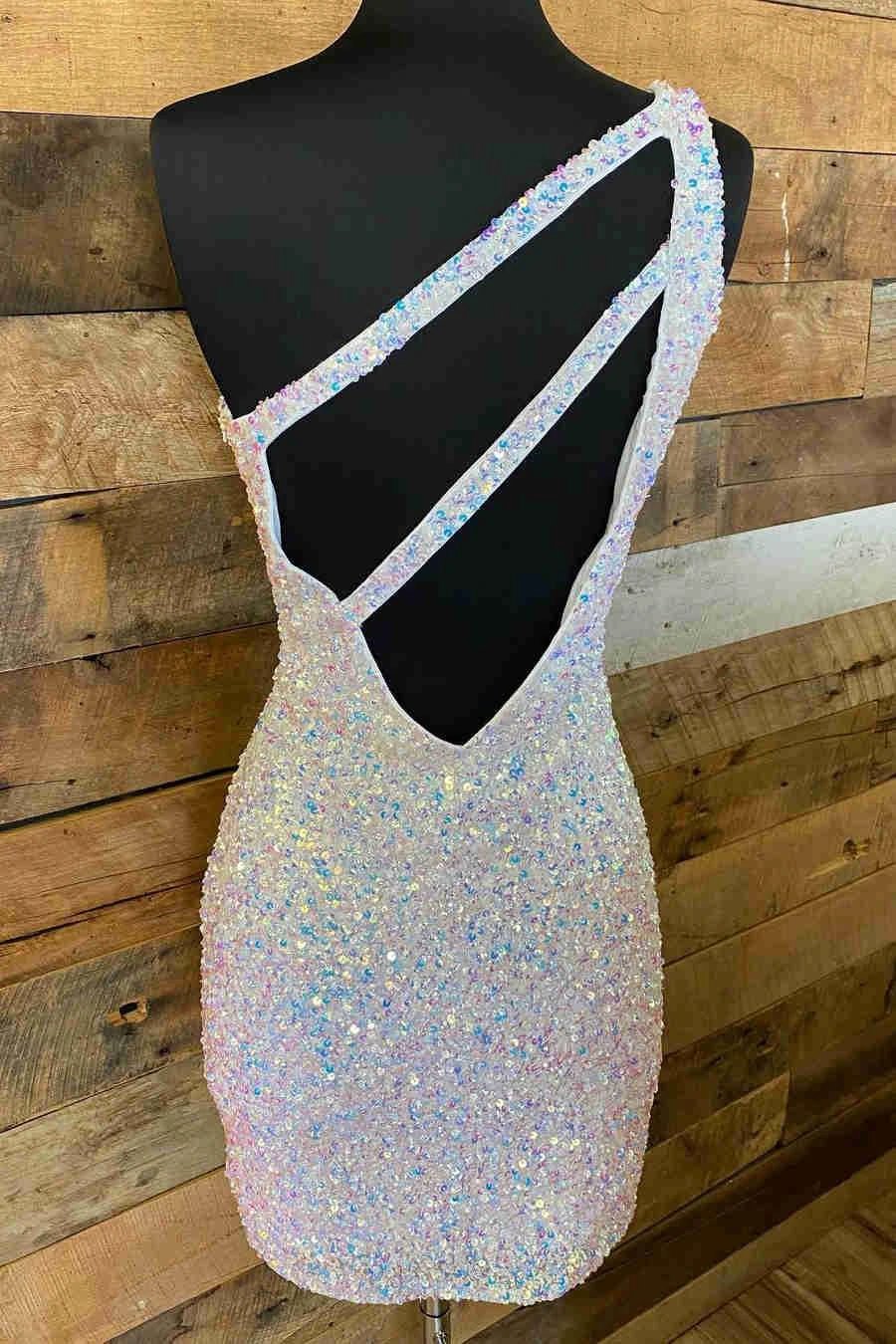 Stunning Hot Pink Sequins Homecoming Dress SYH19 - Image 4