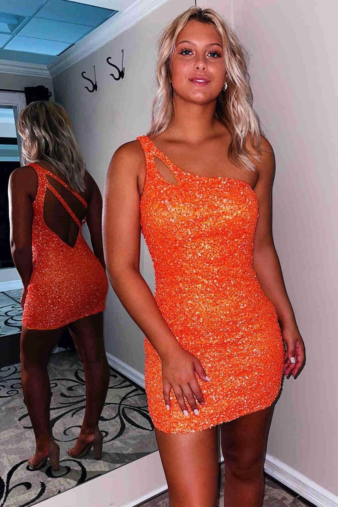 Stunning Hot Pink Sequins Homecoming Dress SYH19 - Image 7