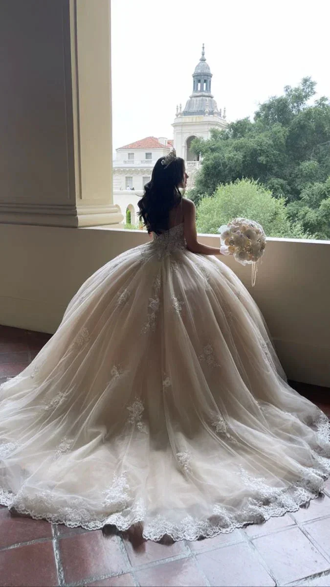 Stunning Lace Appliques Ball Gown Wedding Dresses Princess Dress Y4593 - Image 2