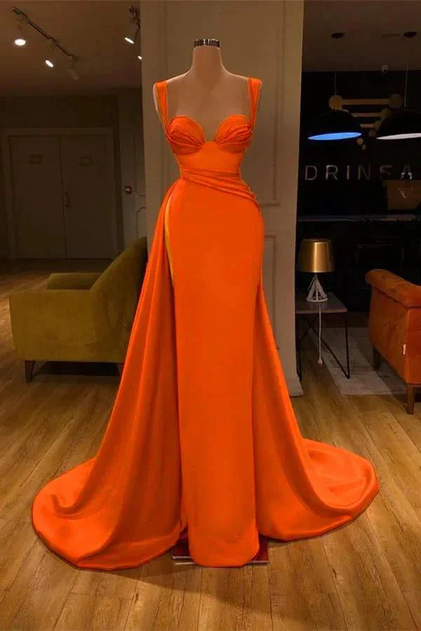 Stunning Long Sweetheart Mermaid Satin Prom Dresses with High Slit - Image 2