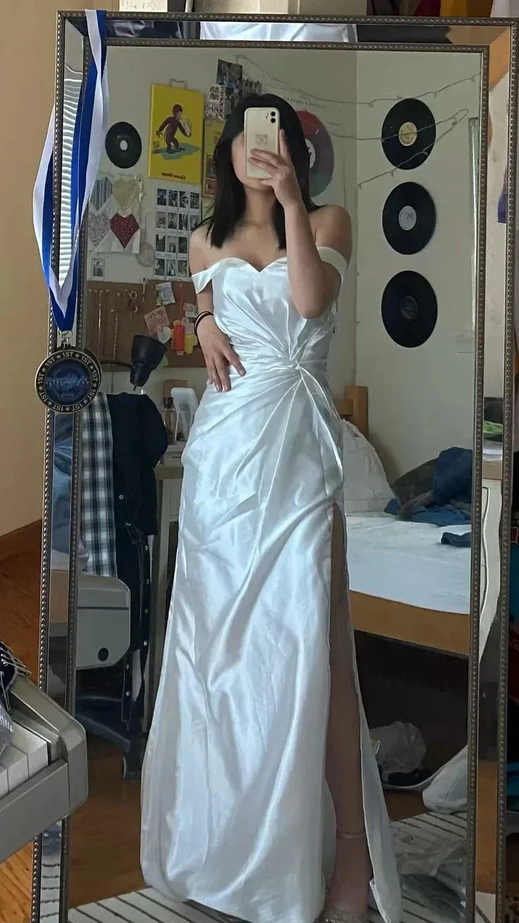Stunning Off The Shoulder White Wedding Dress,White Bridal Dress  Y5355 - Image 3