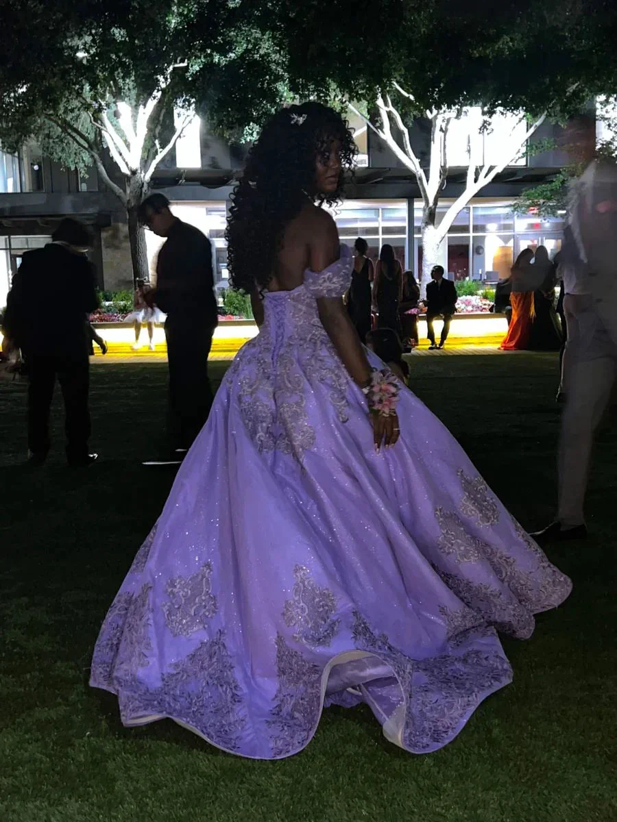 Stunning Purple Off The Shoulder Ball Gown Sweet 16 Dress,Birthday Princess Dress Y4799 - Image 2
