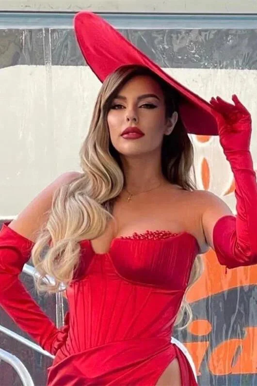 Stunning Red Long Mermaid Off-the-Shoulder Evening Prom Dress with Slit - Image 3