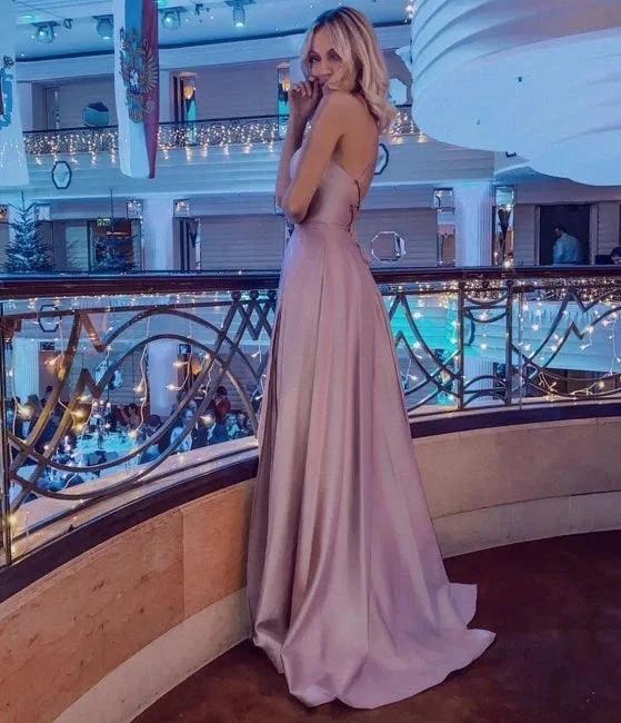Stunning Spaghetti Straps Satin Evening Dress with Side Slit - Image 5