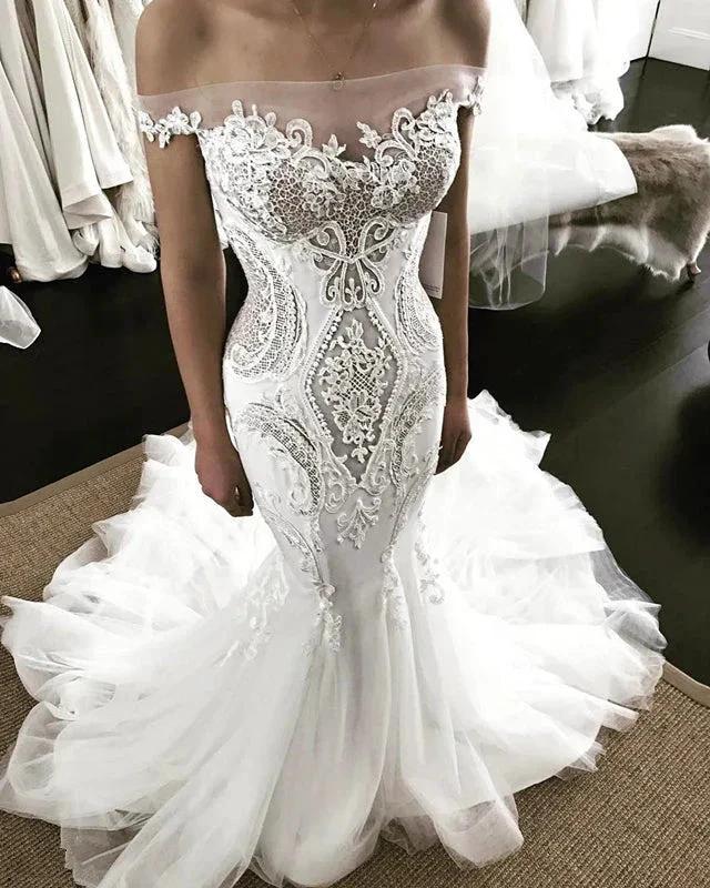 Off-the-Shoulder Strapless Mermaid Lace Wedding Dress - Image 2