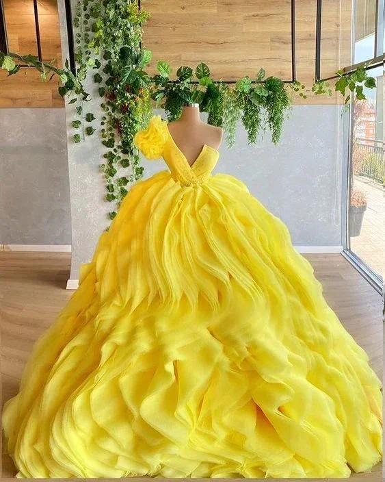 Stunning Yellow Long Ball Gown Princess Dress Y5833 - Image 2