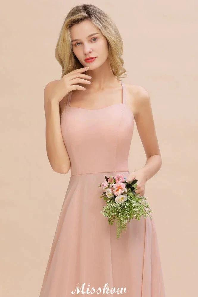 Stylish Chiffon Straps Sleeveless Floor-Length A-Line Ruffles Bridesmaid Dress - Image 8