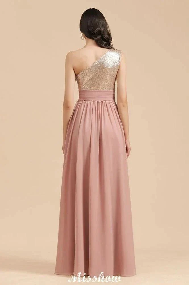 Stylish One Shoulder Sequins Chiffon Evening Party Dress Prom Dress - Image 2