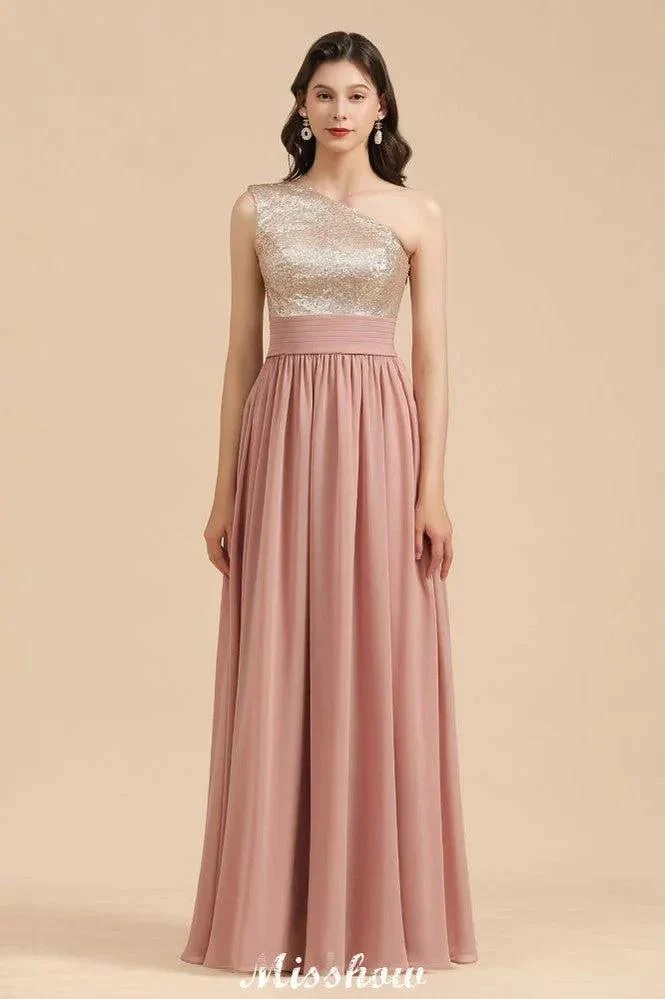 Stylish One Shoulder Sequins Chiffon Evening Party Dress Prom Dress - Image 3