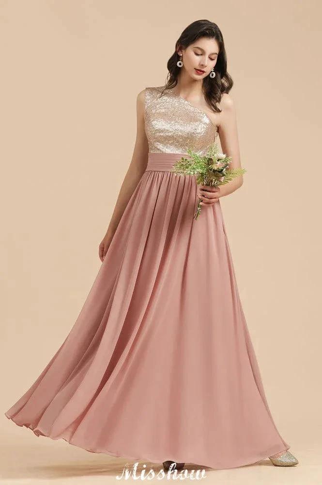 Stylish One Shoulder Sequins Chiffon Evening Party Dress Prom Dress - Image 4