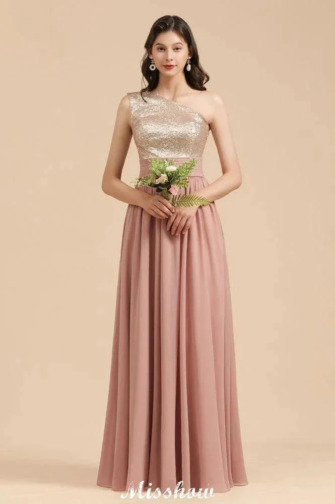 Stylish One Shoulder Sequins Chiffon Evening Party Dress Prom Dress - Image 6