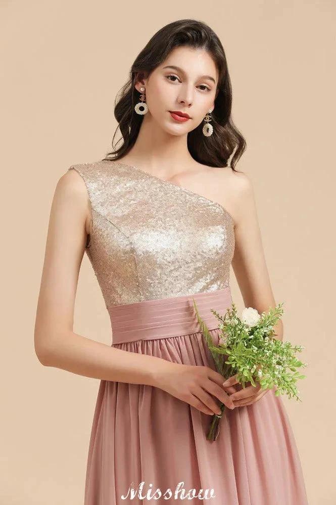 Stylish One Shoulder Sequins Chiffon Evening Party Dress Prom Dress - Image 8