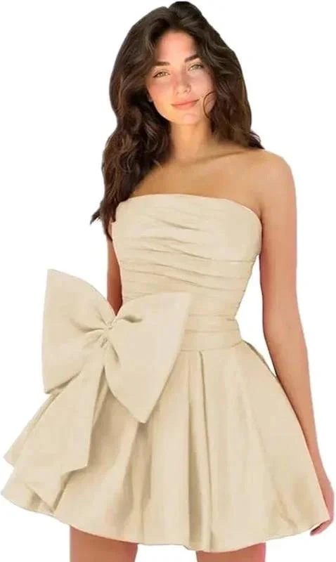 Stylish Sleeveless Ruched Short Homecoming Dresses Simple Mini Party Wear Dress with Bow - Image 6