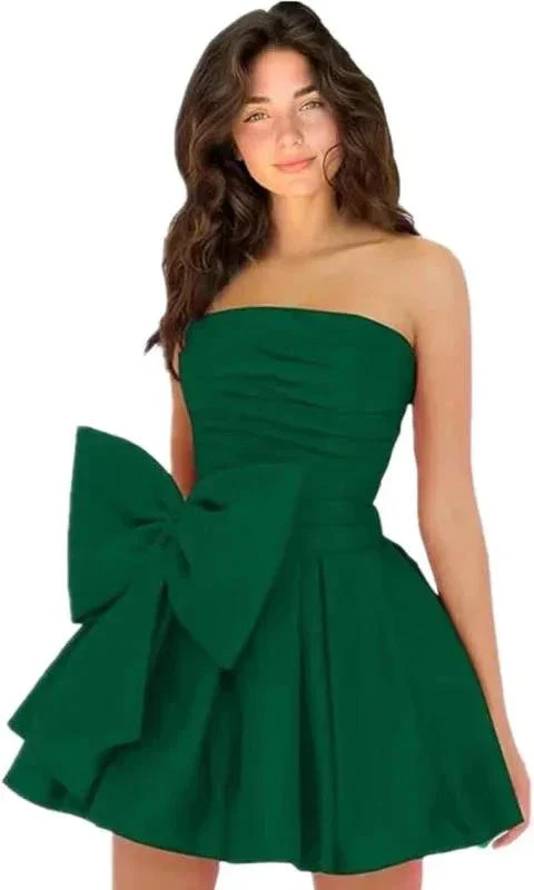 Stylish Sleeveless Ruched Short Homecoming Dresses Simple Mini Party Wear Dress with Bow - Image 7