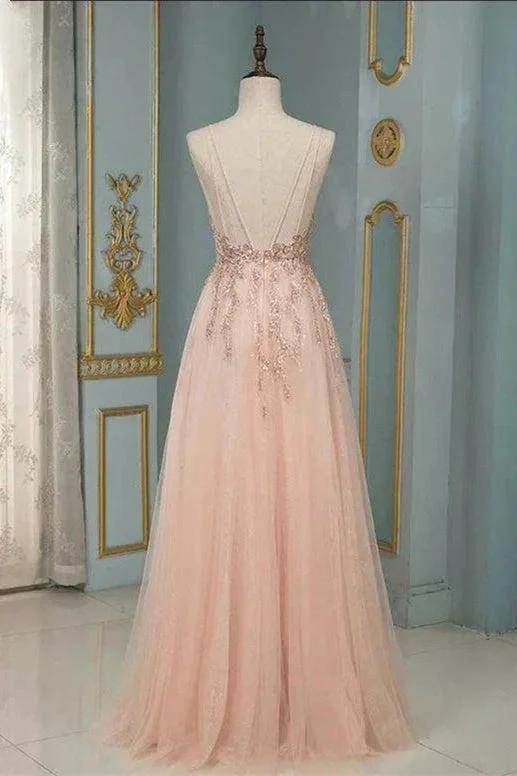 Stylish Spaghetti Straps V-Neck Floral Lace Evening Maxi Dress Tulle Sleeveless Prom Swing Dress - Image 2