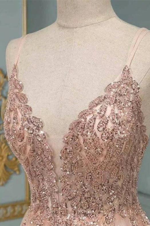 Stylish Spaghetti Straps V-Neck Floral Lace Evening Maxi Dress Tulle Sleeveless Prom Swing Dress - Image 3