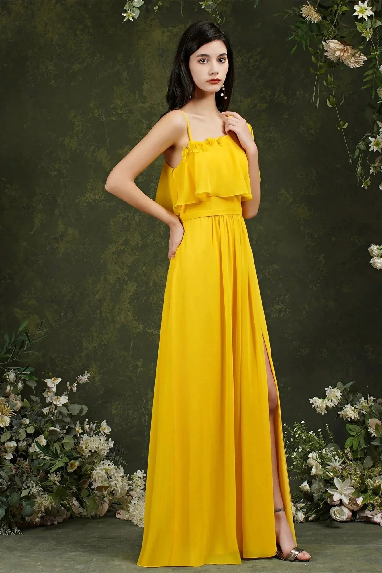 Stylish Split Front One-shoulder Tulle Aline Prom dress - Image 10