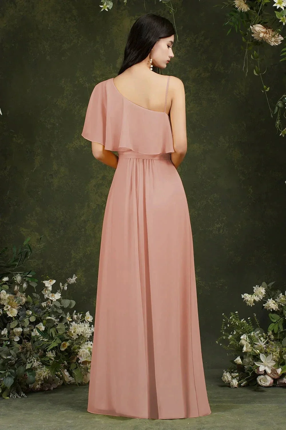 Stylish Split Front One-shoulder Tulle Aline Prom dress - Image 2