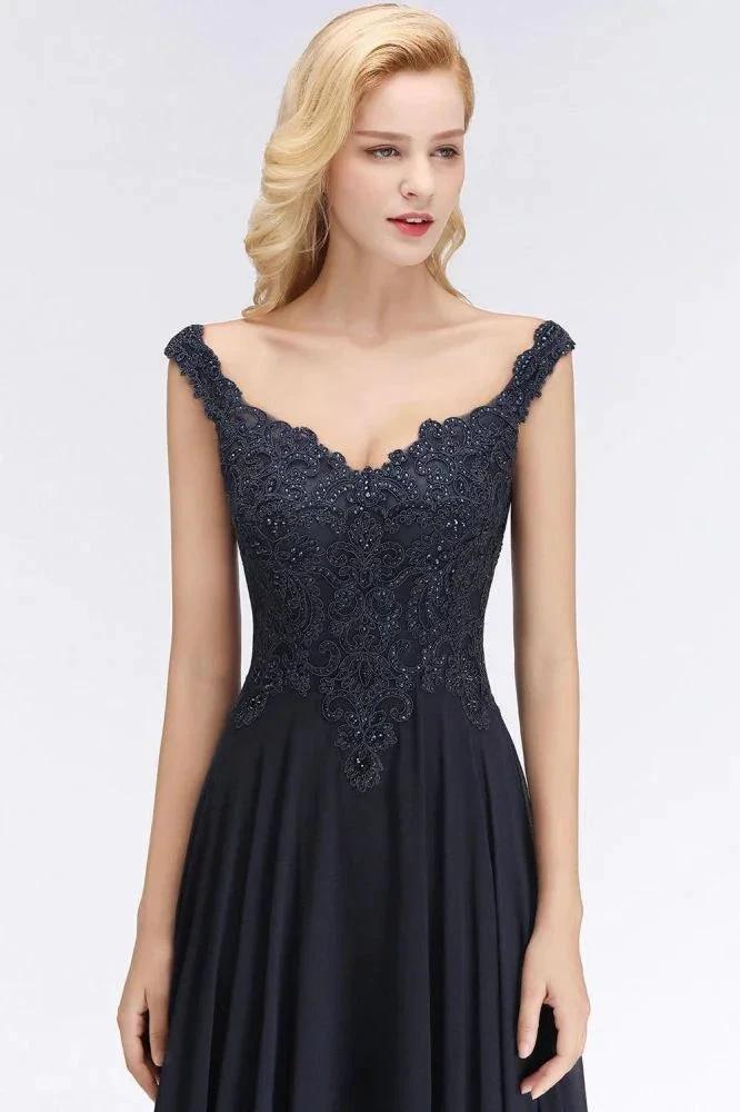 Stylish Straps Aline Beading Evening Maxi Dress Sleeveless V-Neck Wedding Guest Dress - Image 3