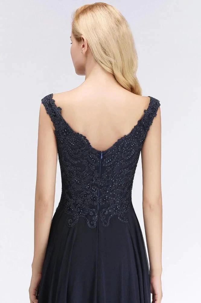 Stylish Straps Aline Beading Evening Maxi Dress Sleeveless V-Neck Wedding Guest Dress - Image 4