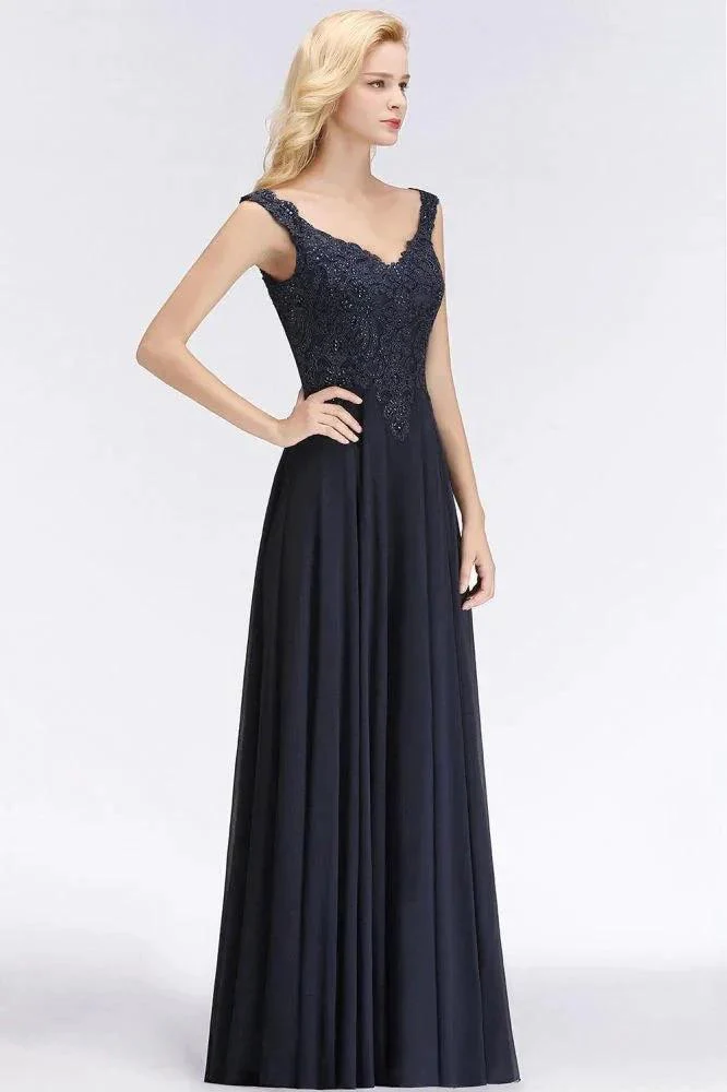 Stylish Straps Aline Beading Evening Maxi Dress Sleeveless V-Neck Wedding Guest Dress - Image 7