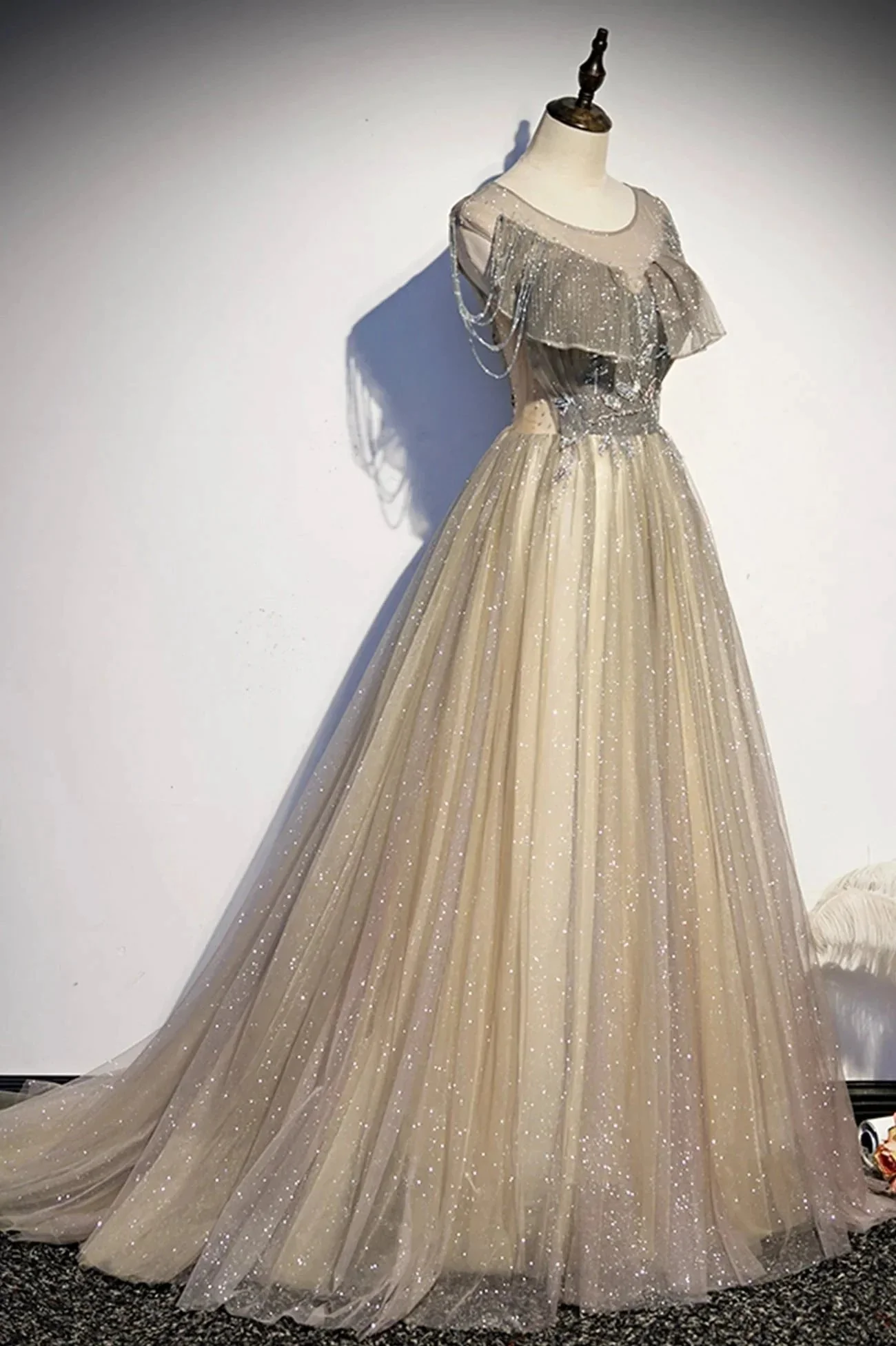 Stylish tulle long prom dress A line evening dress s108 - Image 2