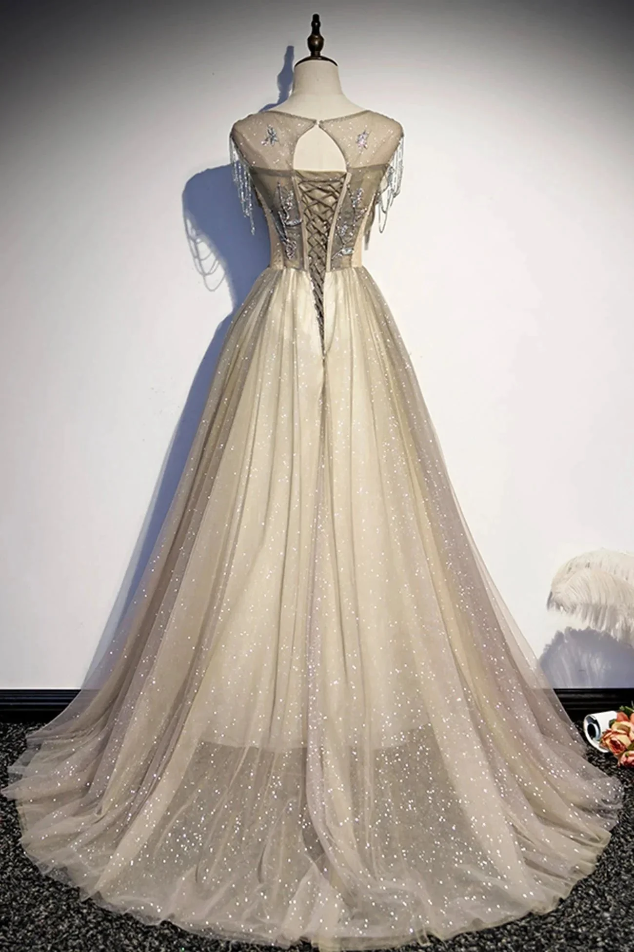 Stylish tulle long prom dress A line evening dress s108 - Image 3
