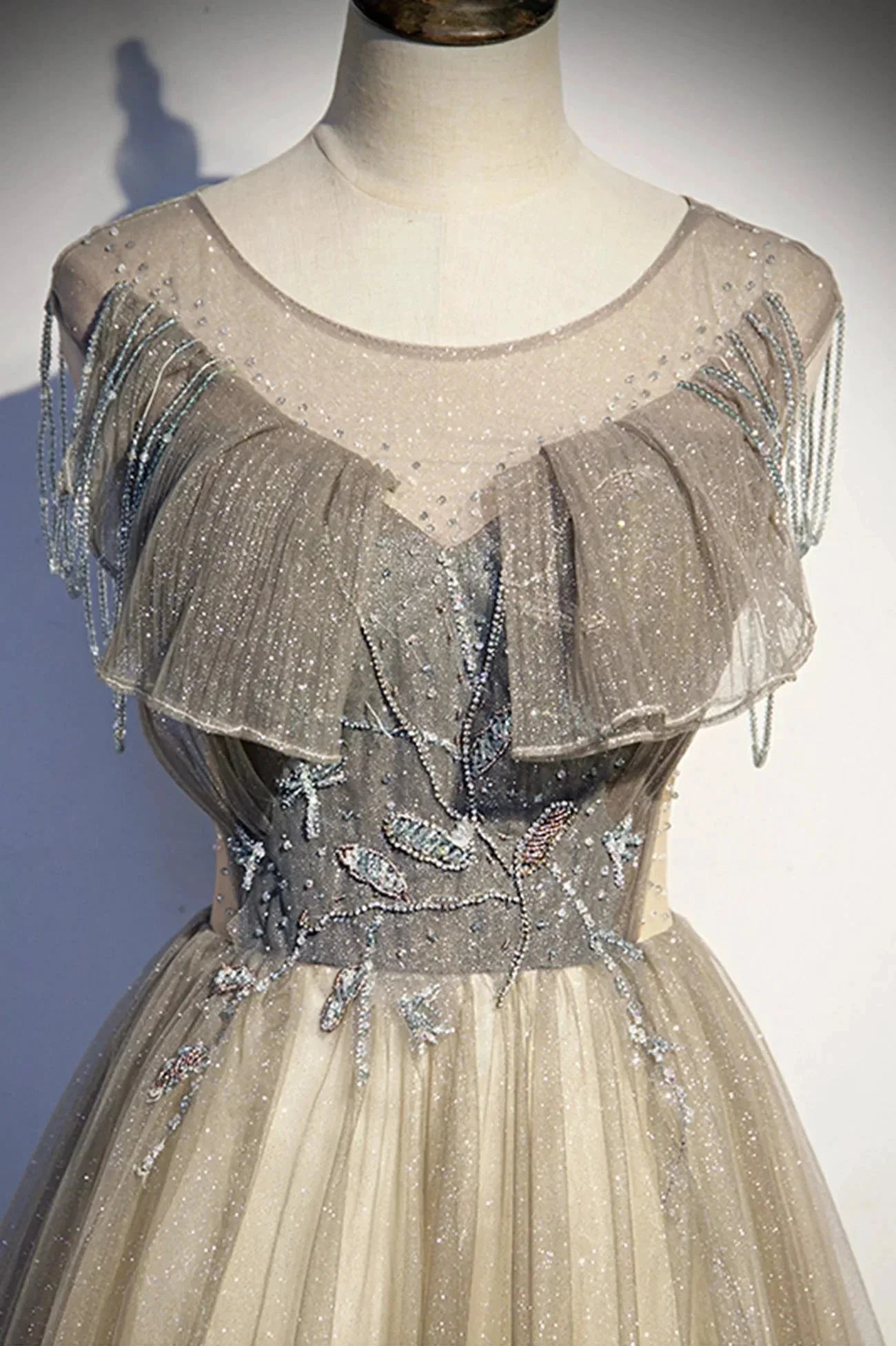 Stylish tulle long prom dress A line evening dress s108 - Image 4