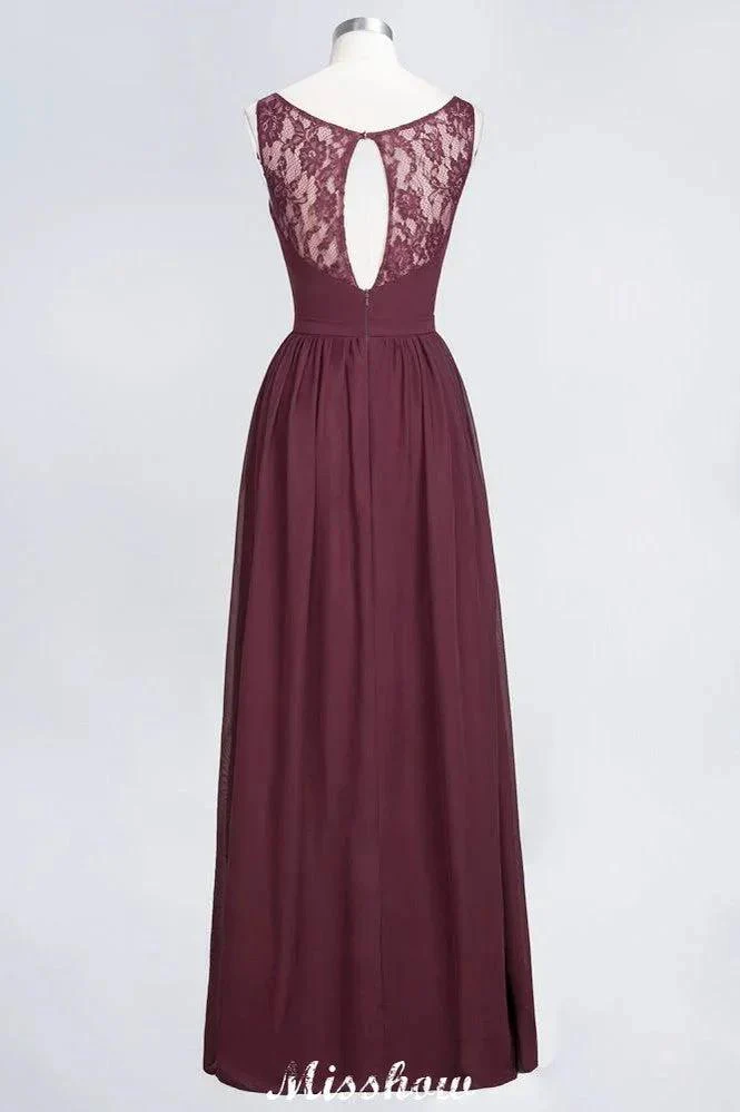 Stylish V-Neck aline Evening Maxi Gown Chiffon Sleeveless Bridesmaid Dress Burgundy - Image 10