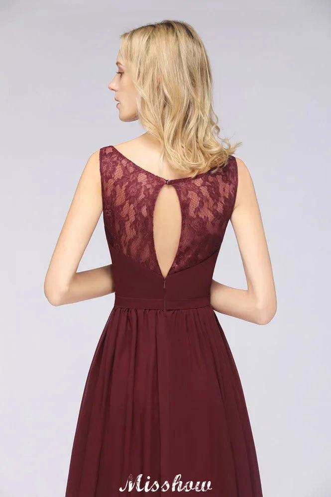Stylish V-Neck aline Evening Maxi Gown Chiffon Sleeveless Bridesmaid Dress Burgundy - Image 8