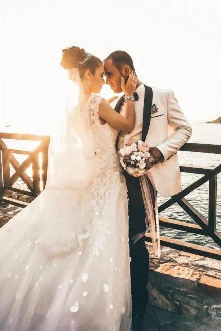 Summer Bohi Chiffon Flowy sleeveless Tulle Wedding Dress - Image 4