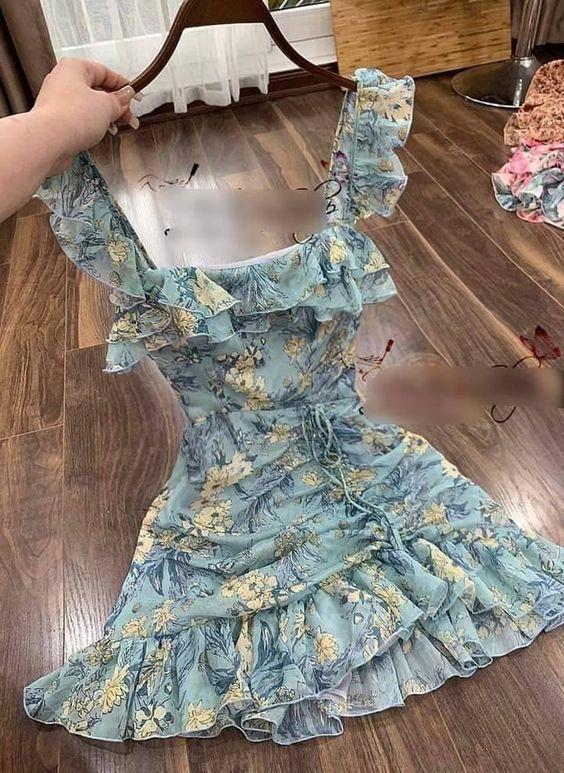 Outfit Floral Dress Short Homecoming Dress Beach Dress Y744 - Image 2