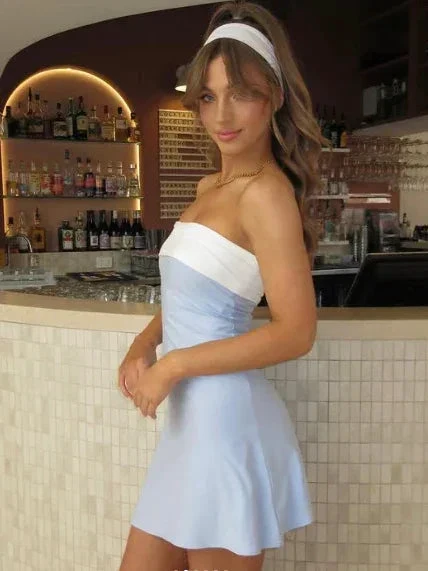 Summer Sleeveless Strapless Mini Tube Dresses For Women Outfit Casual Patchwork Bodycon Beach Holiday Party Dress Homecoming Dress Y7261 - Image 5