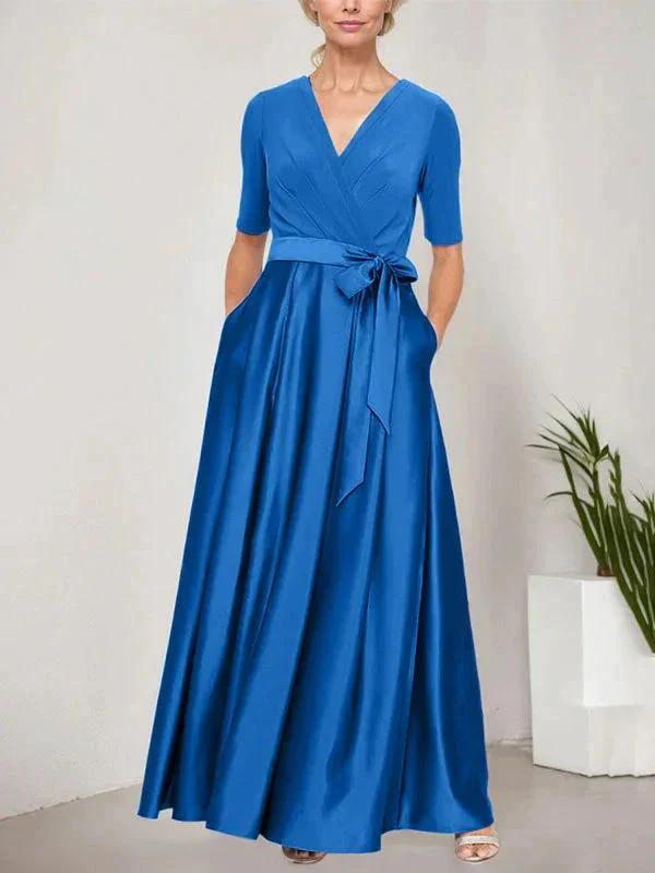 Surplice Neckline Ballgown with Full Satin Skirt & Jersey Bodice - Image 10