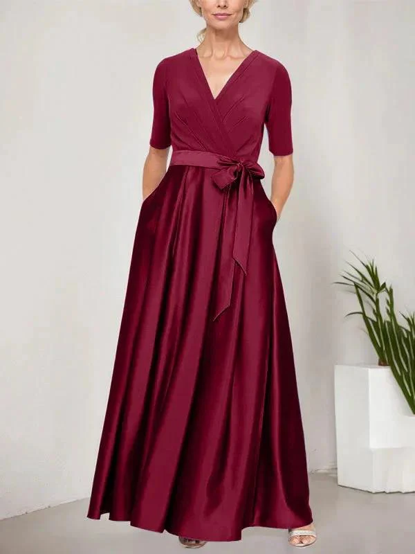 Surplice Neckline Ballgown with Full Satin Skirt & Jersey Bodice - Image 13