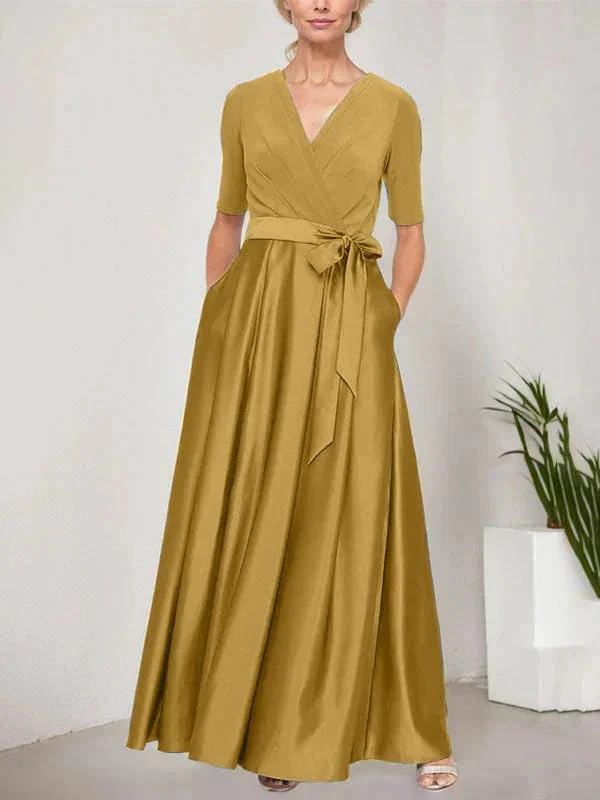 Surplice Neckline Ballgown with Full Satin Skirt & Jersey Bodice - Image 17