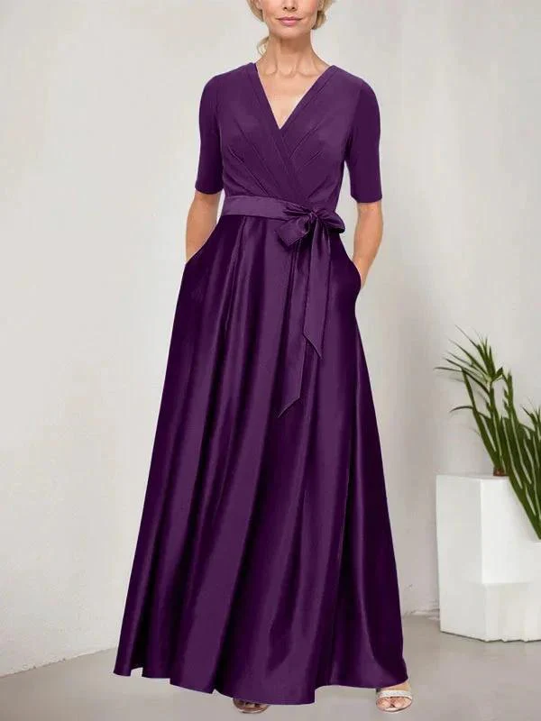 Surplice Neckline Ballgown with Full Satin Skirt & Jersey Bodice - Image 18